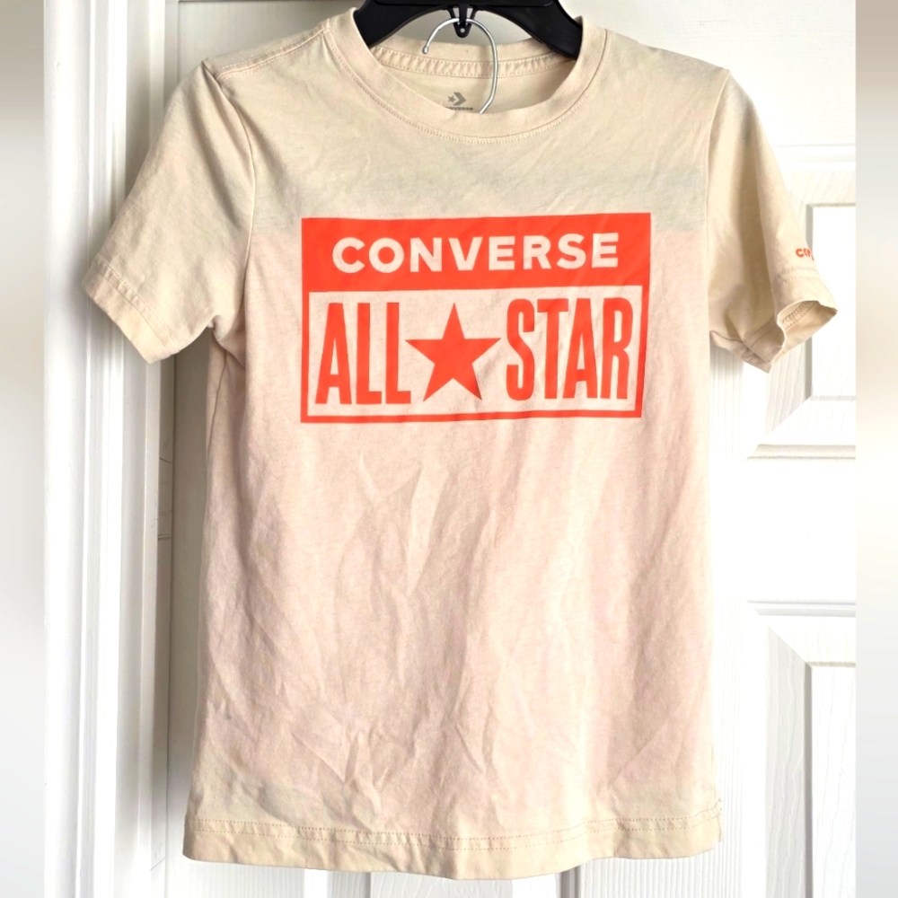 Converse Kids Cream 2-pieces  T-Shirt/shorts with Orange Logo Size 8-10 Years